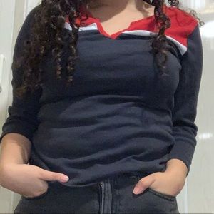 Navy Blue and Red Tommy Hilfiger Shirt